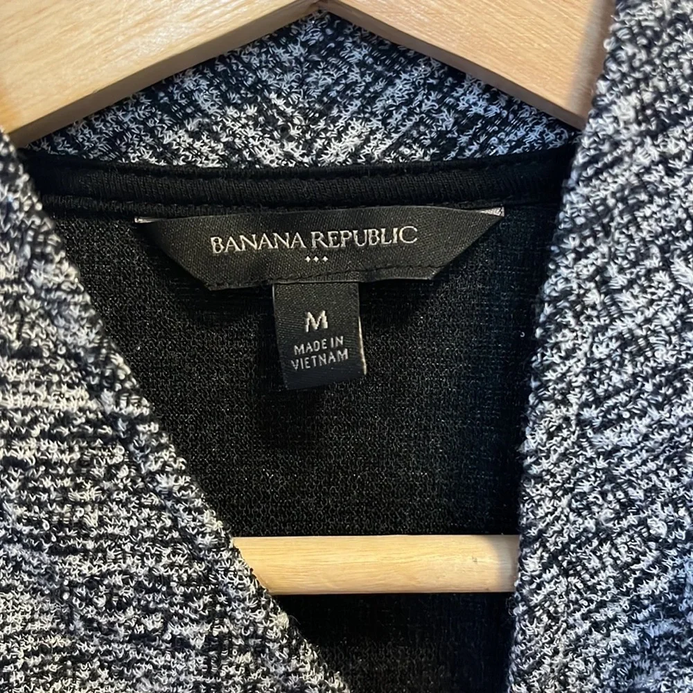 Banana Republic Blazer Front Zip Black & Silver Size Medium - Picture 3 of 7